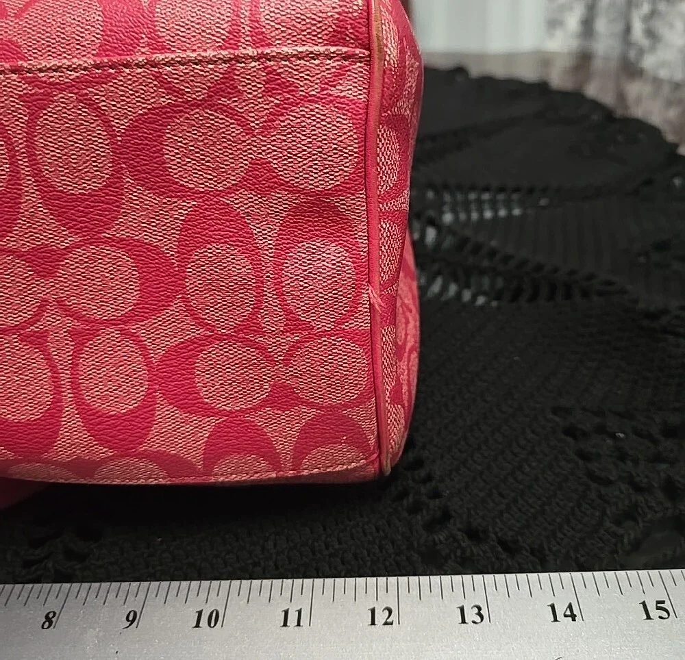 Coach Pink and White Signature Stripe Doctor Bag